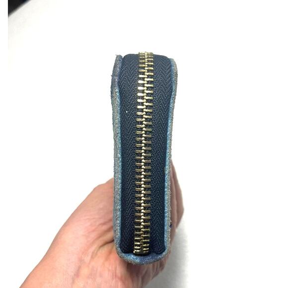 Aimee Kestenberg Denium Patchwork Zip-around Wallet Blue Leather Suede - Picture 5 of 11